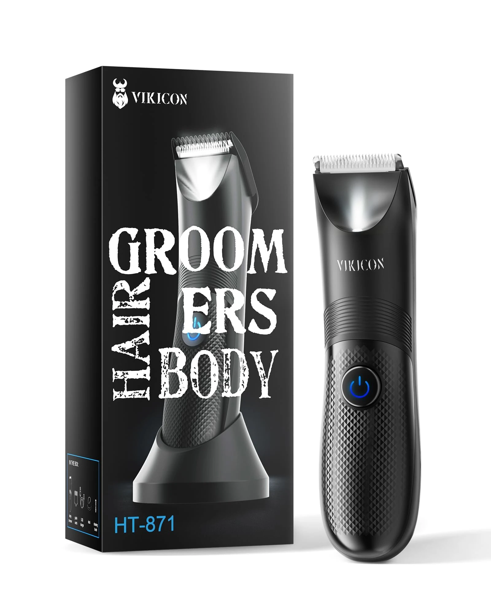 VIKICON Balls Trimmer Men, Pubic & Body Hair Trimmer Men, IPX7 Waterproof Body Groomer w/Light & Ceramic Blade, Shavers for Private Parts, Electric Male Razor, USB-C Charging, Gifts for Him Dad