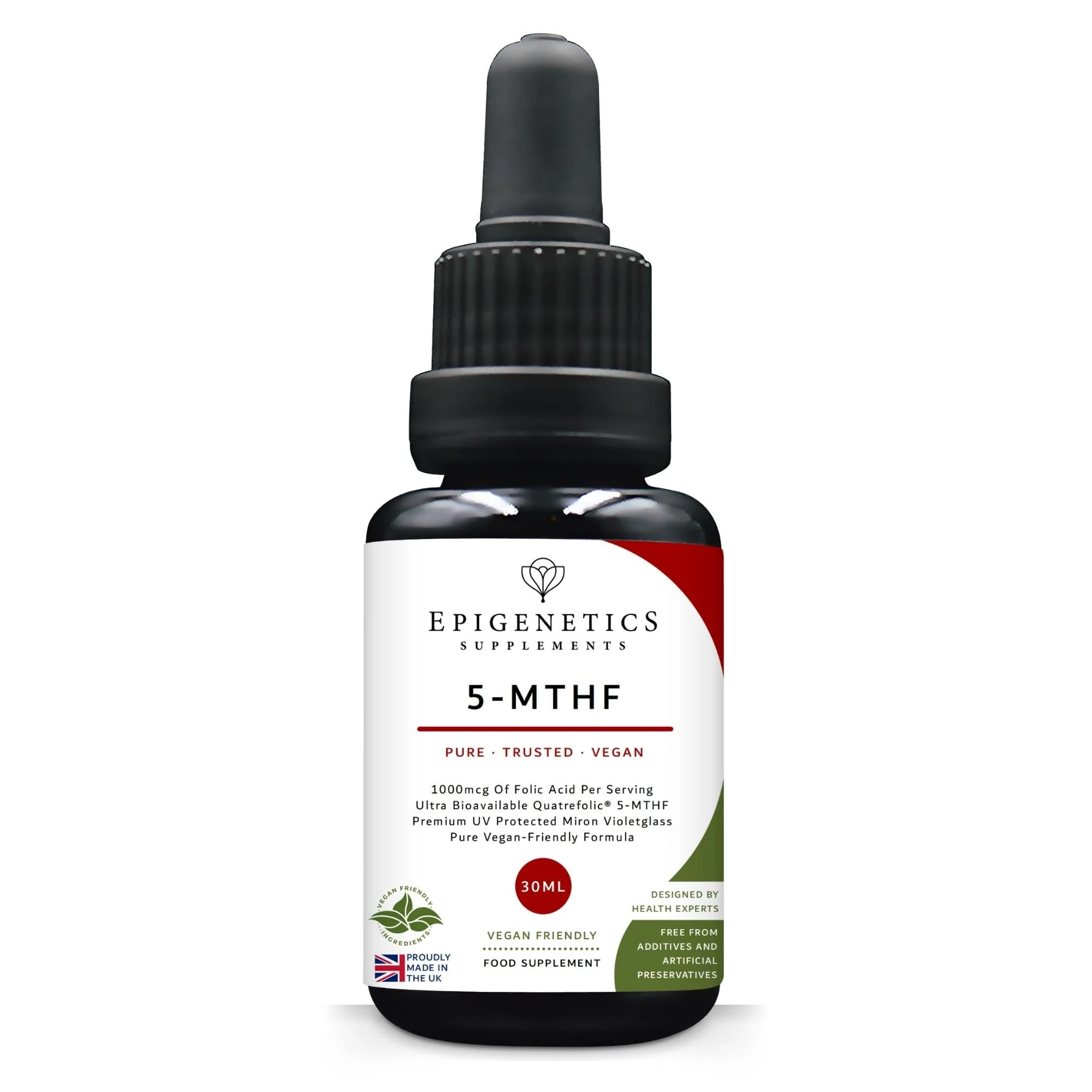 5-MTHF 30ml | High Strength Folic Acid as 5-Methyltetrahydrofolate Vitamin B9 Liquid Drops 1000mcg | Folate Made in UK & Vegan Friendly | 2 Months Supply (30ml)