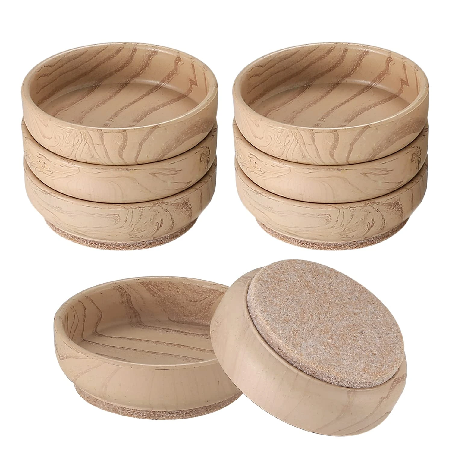 Zhujiehigh 8 PcsFelt Floor Cups Pads, Round Furniture Felt Castors, Non Slip Floor Leg Protector, 6 cm/2.4 InchFelt Pads for Furniture Feet, Chair Legs, Wooden, Laminate Floors - milky