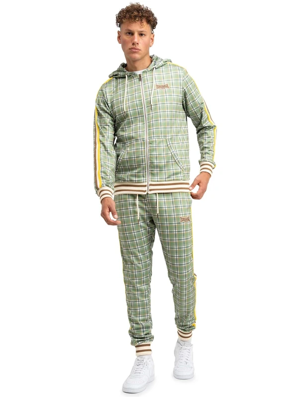 Lonsdale"The Gentlemen men's tracksuit slim fit LITTLESTONE L, Green/Yellow/Ecru