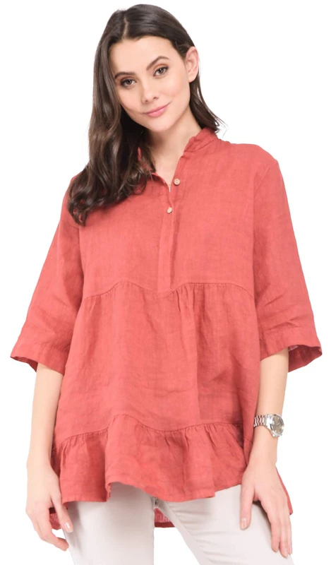 Bonamaison Women's Fluid mid-Lenght Trapeze Dress with Half-Sleeves and Pockets Casual, Marine, M