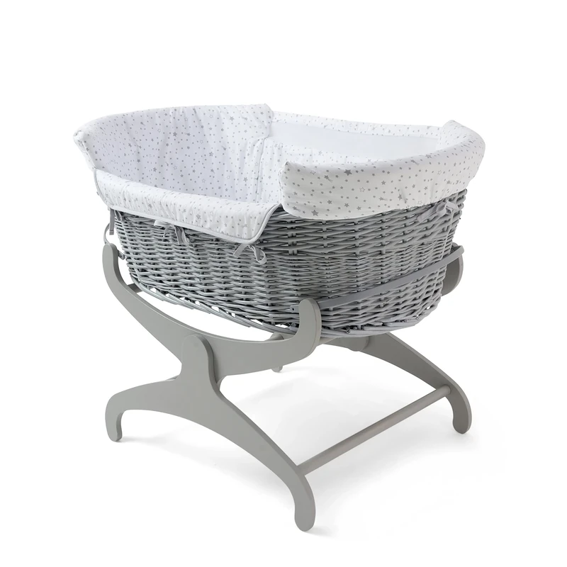 Clair de Lune Bedside Crib, Cotton, Grey