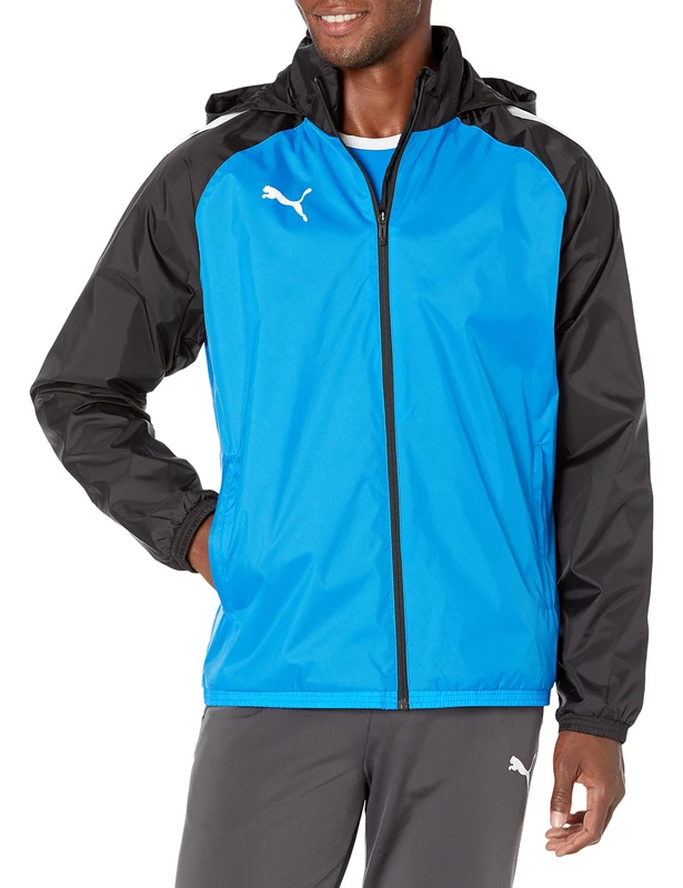 PUMA Men's TeamLIGA All-Weather Jacket, Electric Blue Lemonade/Black, L