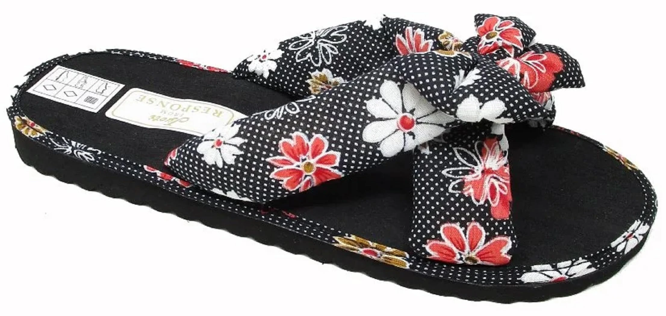 Pretty T Things Ladies Slip On Fabric Flip Flop Mules - Bow Front Mules Flip Flop Sandals Beach Summer Sandals for Ladies - UK Size 3 to 8 These are slightly small fitted (Black Red, numeric_6)