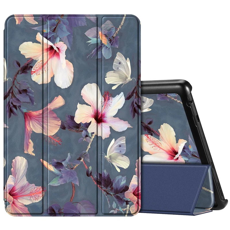 FINTIE Case for All-New Fire HD 10 and Fire HD 10 Plus Tablet (Only Compatible with 11th Generation 2021 Release) - Ultra Lightweight Slim Shell Stand Cover Auto Wake/Sleep, Blooming Hibiscus