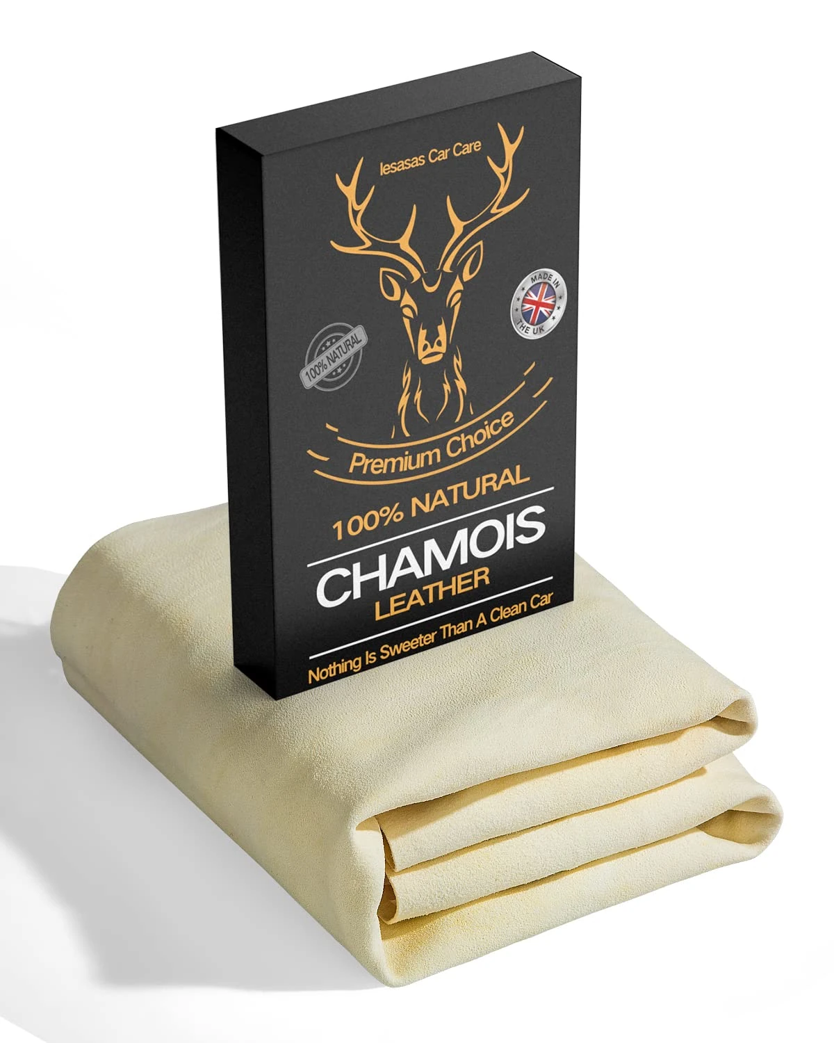 Chamois Leather for Cars 60x40cm Extra Thick Shammy Cloth for Car Drying & Window Cleaning, Natural Soft Leather Towel, Super Absorbent & Reusable for Auto Detailing Interior Exterior