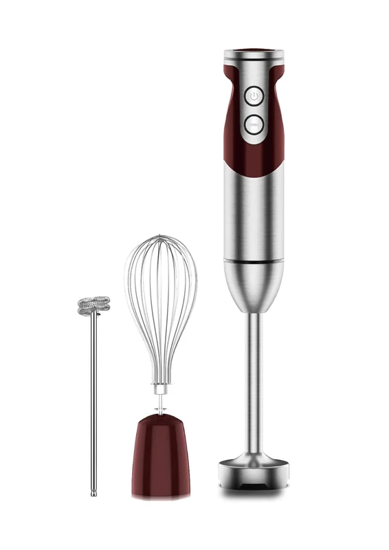 3- in-1 Immersion Hand blender, Powerful MOTOR & Stainless Steel Stick Blender, 4 Sharp Blades with Whisk, Milk Frother Attachments - Image 1