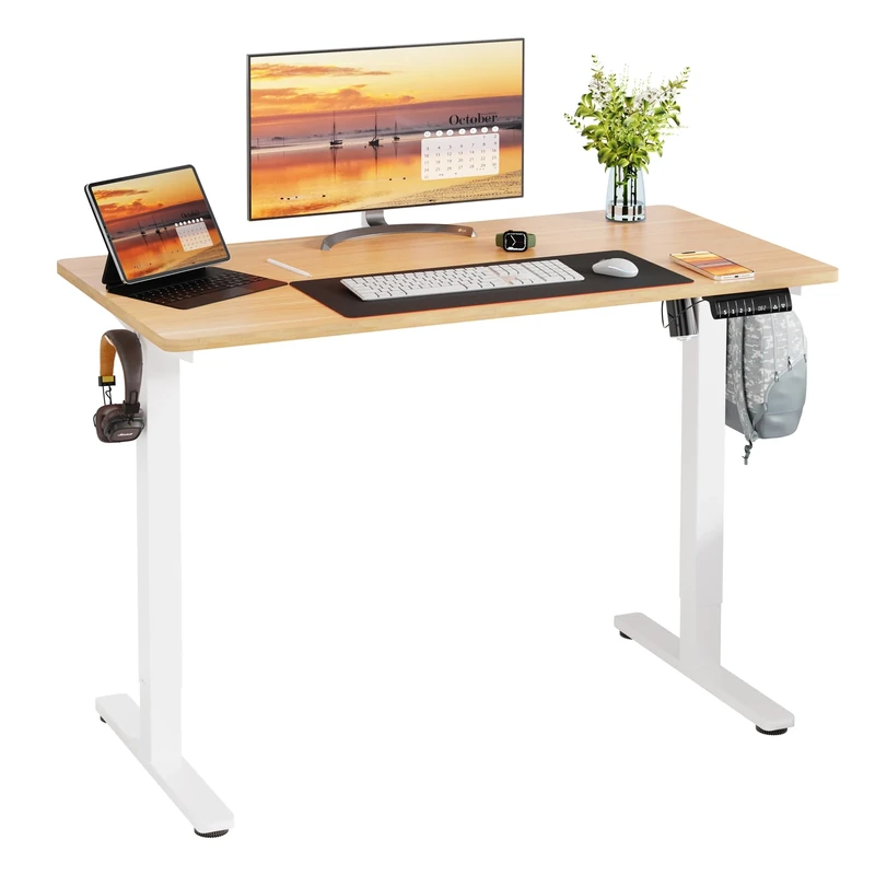 Meilocar Electric Standing Desk 48x24 Walnut Top with Memory Height