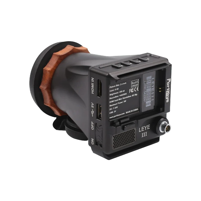 Portkeys LEYE III Camera Viewfinder External EVF 450nit Brightness 4K HDMI Input 2.4" LCD Screen Support 3D LUT, Peaking, Luma waveform [Adjustable +8D~-3D]