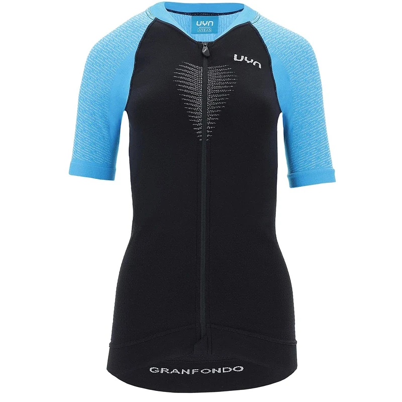 UYN Men's Lady Biking Granfondo Ow Shirt Sh_sl. Warm-up Jacket, Mens, Warm Up Jacket, O101972, Blackboard/Danube Blue, L