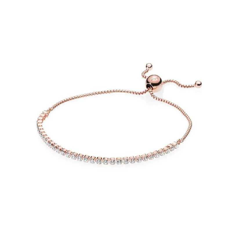 Pandora Timeless 14k Rose gold-plated Sparkling Slider Tennis bracelet with clear cubic zirconia, 1