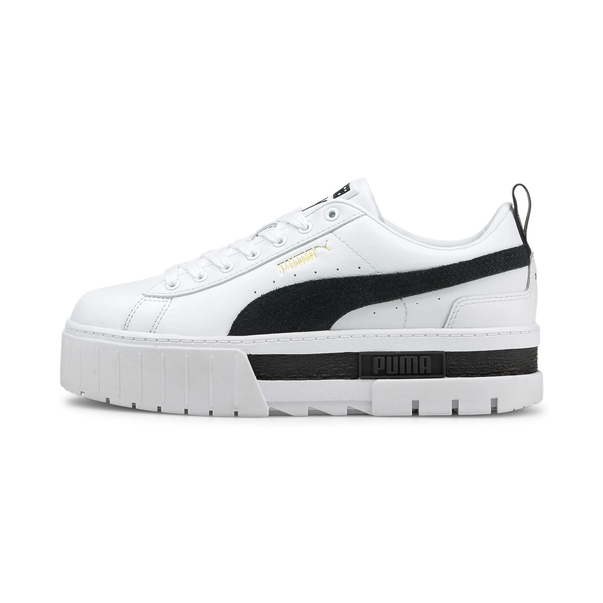 PUMA Women's Mayze Lth Wn's Sneaker, Puma White Puma Black, 7.5 UK