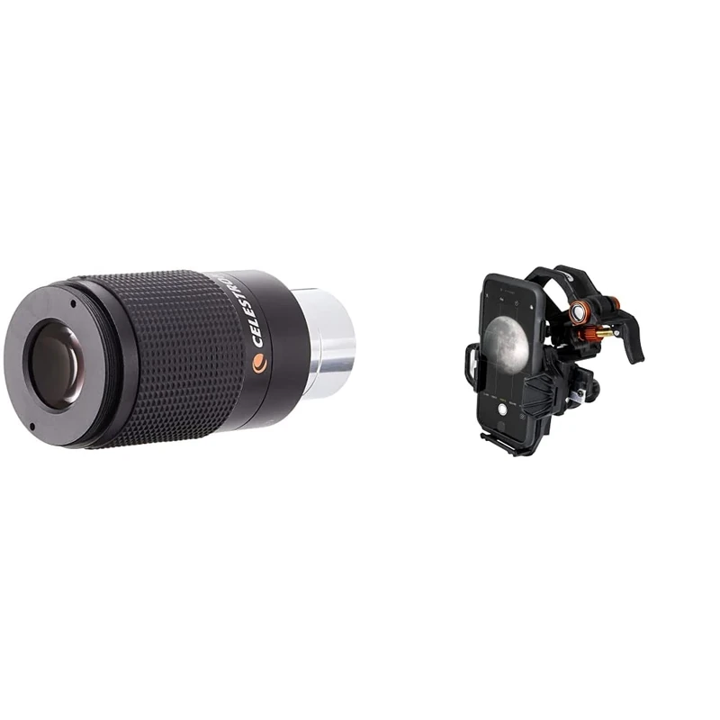 Celestron 93230 1.25 inch / 8-24mm Zoom Eyepiece, Black/Silver & NexyZ 3-Axis Universal Smartphone Adapter, Black
