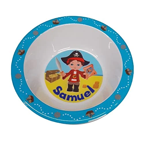 YouNameIt Pirate Design Melamine Childrens Bowl - Samuel - Image 1