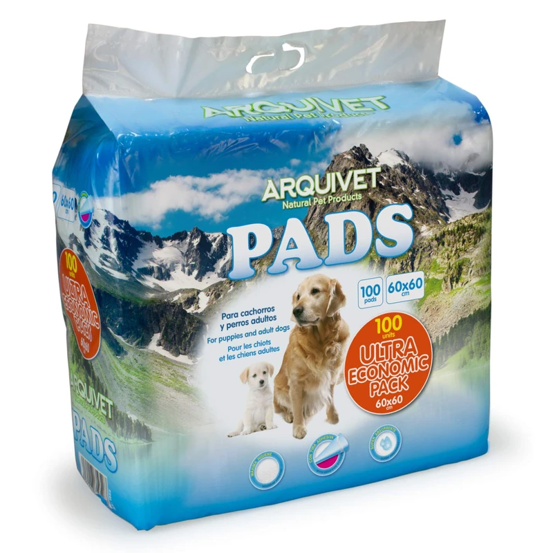 Arquivet Pads 100 Units for Super Absorbent Dogs - Ultra Economical Pack - Educational Hygienic Soakers for Dogs - Disposable Soakers, Hygienic Mat for Dogs - 60 x 60 cm