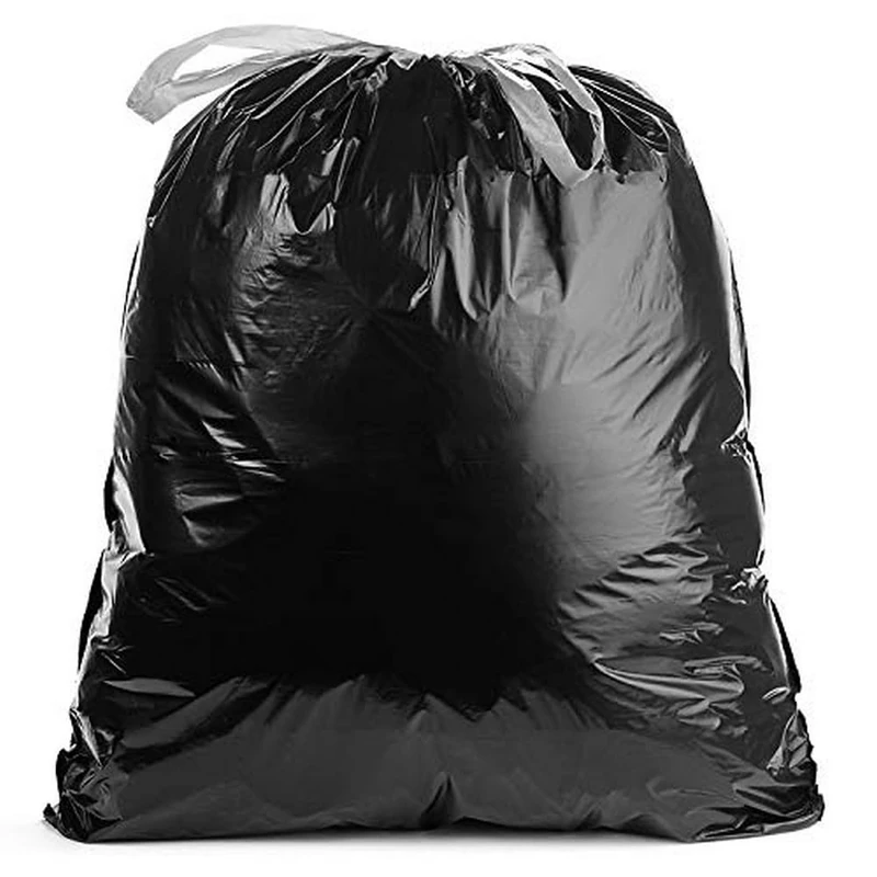 Aluf Plastics 45-55 Gallon 1.25 MIL Black Garbage Bags With Drawstrings Fits Rubbermaid Brute Trash Cans - 40" x 45" - Pack of 100 - For Commercial, Industrial, Municipal, & Healthcare