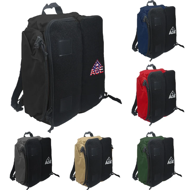Black Cornhole Backpack with ACE Patch | Holds Up to Six Cornhole Bag Sets (Up to 24 Bags) | Includes 2 Side Pockets, 2 Phone Holders, 2 Straps, Headphone Passthrough Ports