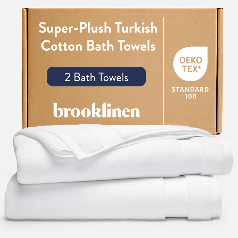 Brooklinen Super-Plush Towels - Set of 2, White, 100% Cotton|Best Luxury Spa Towels