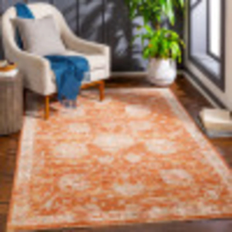 Livabliss Mirade Vintage Style Rug 200x290 cm – Area Accent for Living Room, Dining & Bedroom – Medium Pile, Cotton Back, Indoor Use, Easy Care, Rust, Olive, Denim