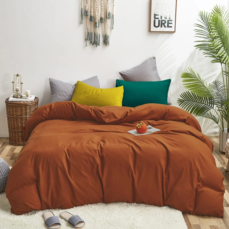 Cottonight Burnt Orange Comforter Set King Caramel Bedding Comforter Set Rust Soft Breathable Reddish Terracotta Blanket Quilts Soft Breathable Comforter Set for Women Men King Bed