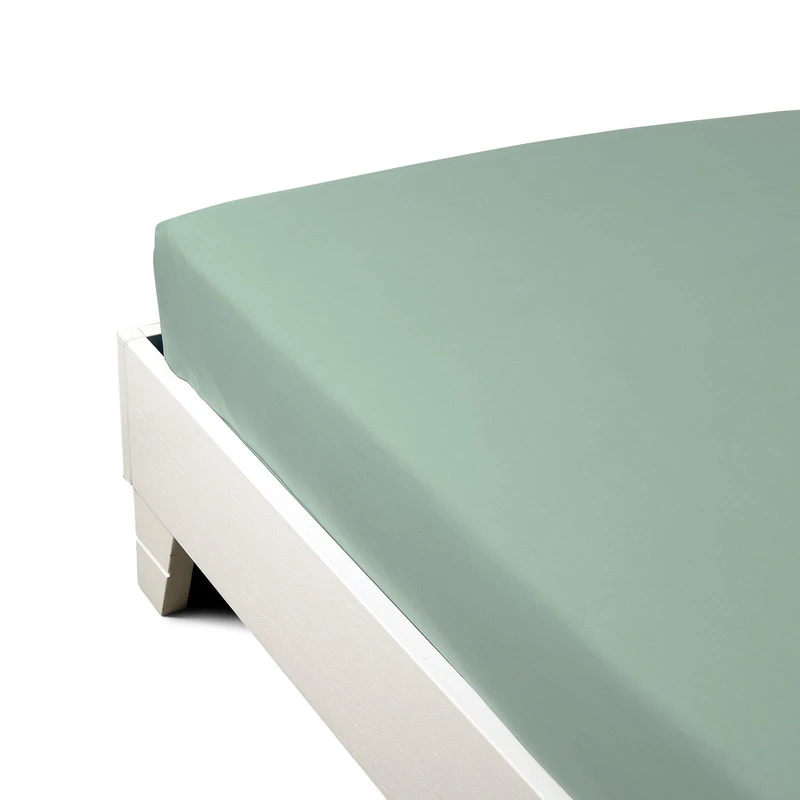 Caleffi Bottom Sheet, Percle, Jade, Queen-Size Bed