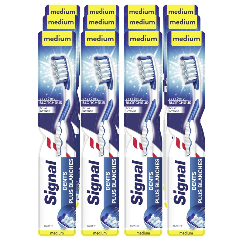 Signal Toothbrush X12 Medium White System with Intense Shine Enamel Teeth Plus White (Pack of 12) - Image 1