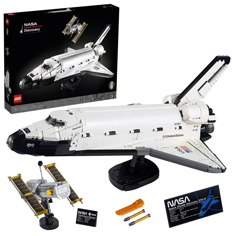 LEGO Icons NASA Space Shuttle Discovery Model Building Set for Adults, Spaceship Collection with Hubble Telescope, gift idea 10283