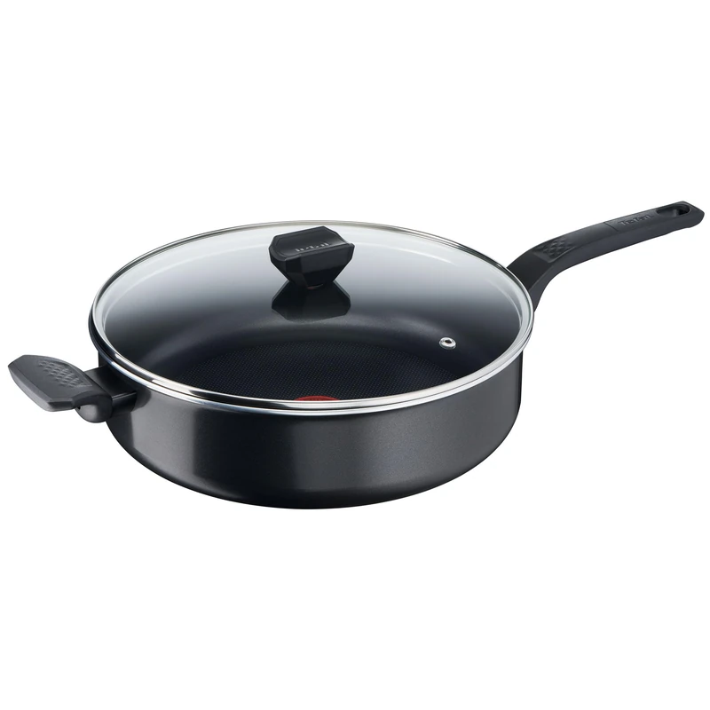 Tefal B55537 Easy Cook & Clean 28 cm stew pan | including glass lid | non-stick coating | safe | thermal signal | diffusion pan bottom | healthy cooking | black (all types of stoves except induction)