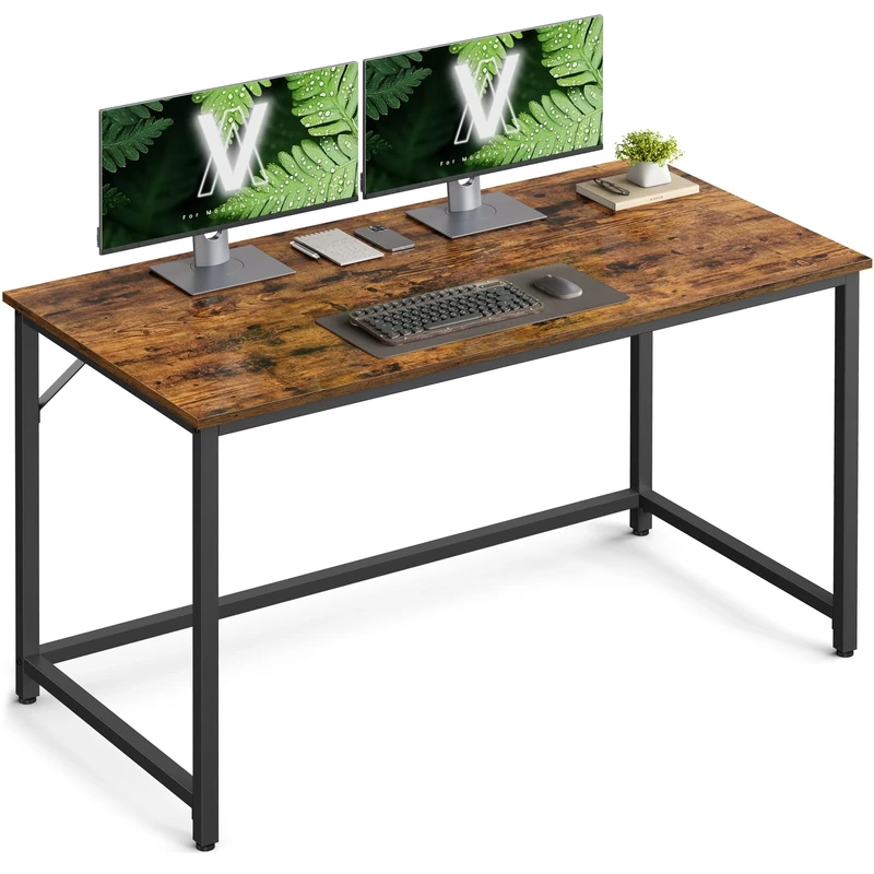 VASAGLE Computer Desk, Office Desk, 120 x 60 x 76 cm, for Study, Bedroom, Living Room, Rustic Brown and Ink Black LWD039B01