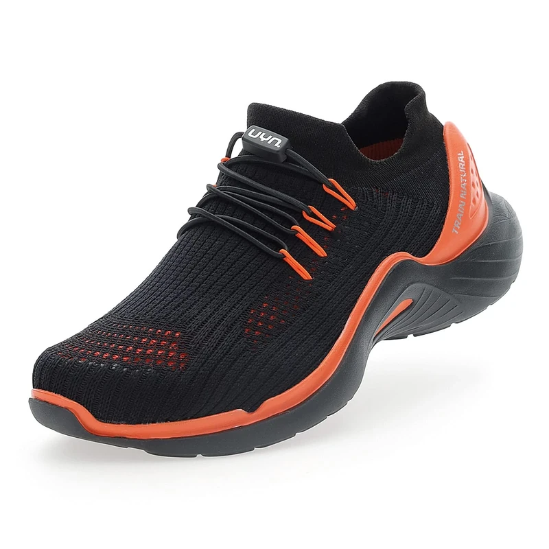 UYN Y100045-B078 City Running Black Sole Sneaker Men Black/Orange UK 8