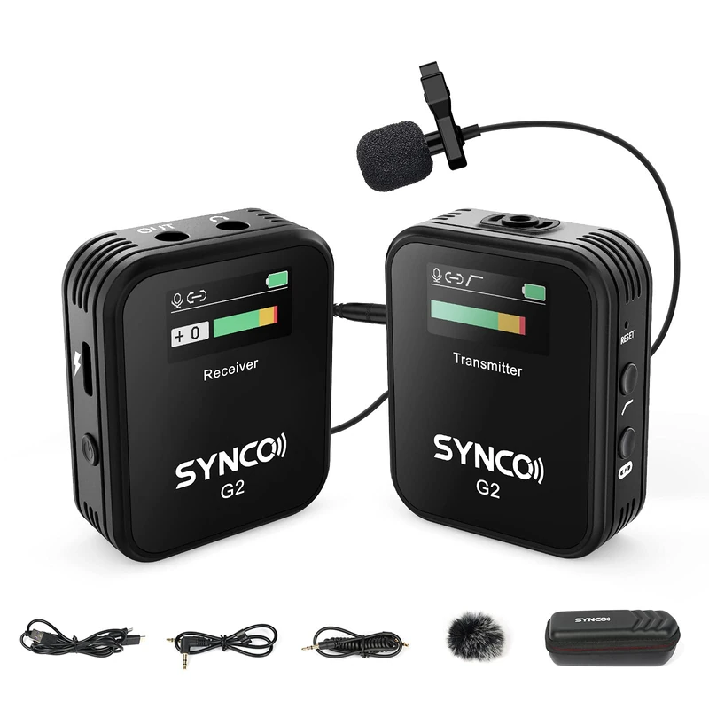 SYNCO Wireless Microphone for Tie, G2(A1), Microphone System, Transmission 70M Lavalier Wireless Interview Mic 2.4GHz for Camera DSLR Camcorder Smartphone GoPro PC Laptop Tablet