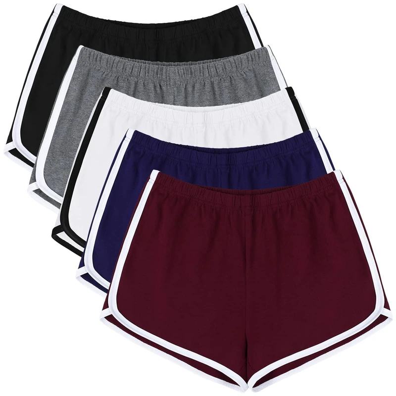 URATOT 5 Pack Women's Cotton Yoga Dance Short Pants Sport Shorts Summer Athletic Cycling Hiking Sports Shorts