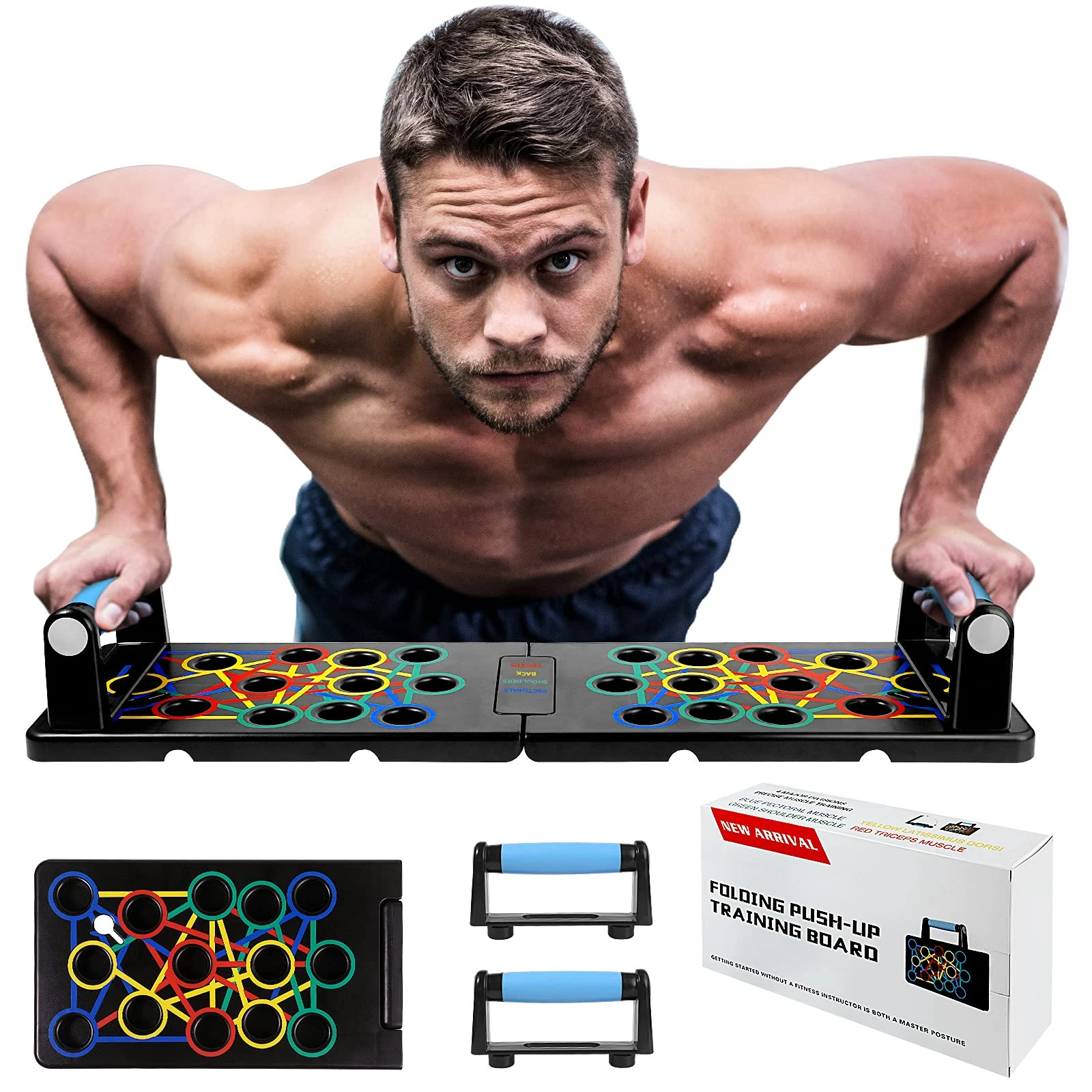 Push Up Board Multifunctional Foldable Portable Fitness Workout Push-up Tools Pushup Stands Exercise Board Muscle Board,Home Exercises for Men/Women