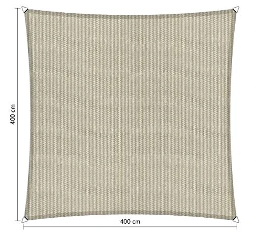 Shadow Comfort Shade Sail Sunshade Water Permeable HDPE Garden Awning for Outdoor Garden Terrace UV Block - Square 4x4m - Sahara Sand