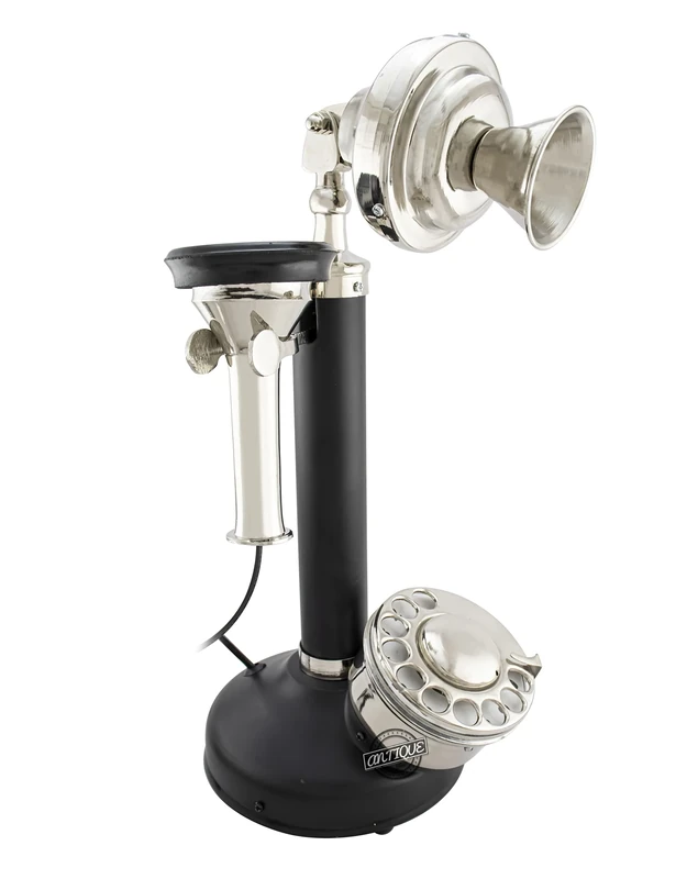 Vintage Candlestick Desk Telephone Antique Replica Rotary Dial Home/Office Décor Functional (Silver Finish) For Fathers Day