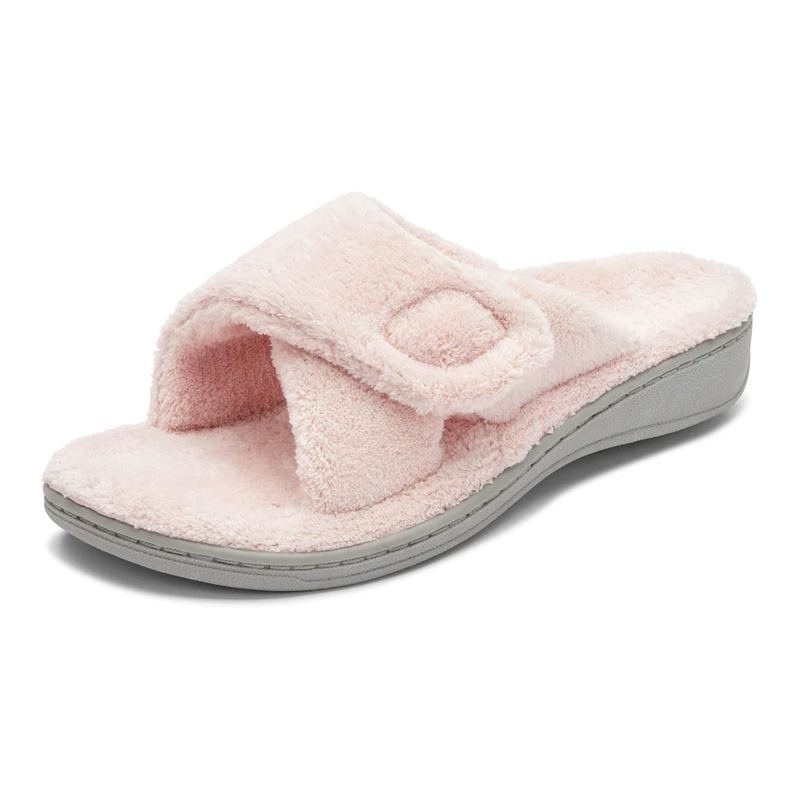 Vionic Women's Indulge Relax Slippers | Orthotic Arch Support | VIO MOTION Technology Open Toe Slide Slippers for Plantar Fasciitis & Heel Pain Relief | Cushioned Flat Mule House Shoes | Pink | UK 6.5