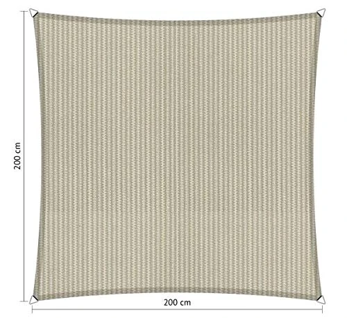 Shadow Comfort Shade Sail Sunshade Water Permeable HDPE Garden Awning for Outdoor Garden Terrace UV Block - Square 2x2m - Sahara Sand