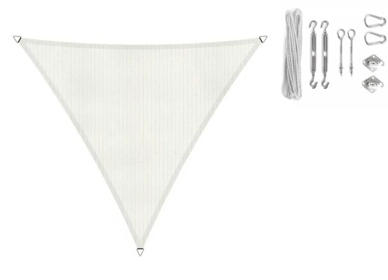 Shadow Comfort Shade Tarpaulin, Sun Protection, Water-Permeable, HDPE Garden Awning for Outdoor, Garden, Patio, UV Block, Triangle, 4 x 4 x 4 m, Arctic White