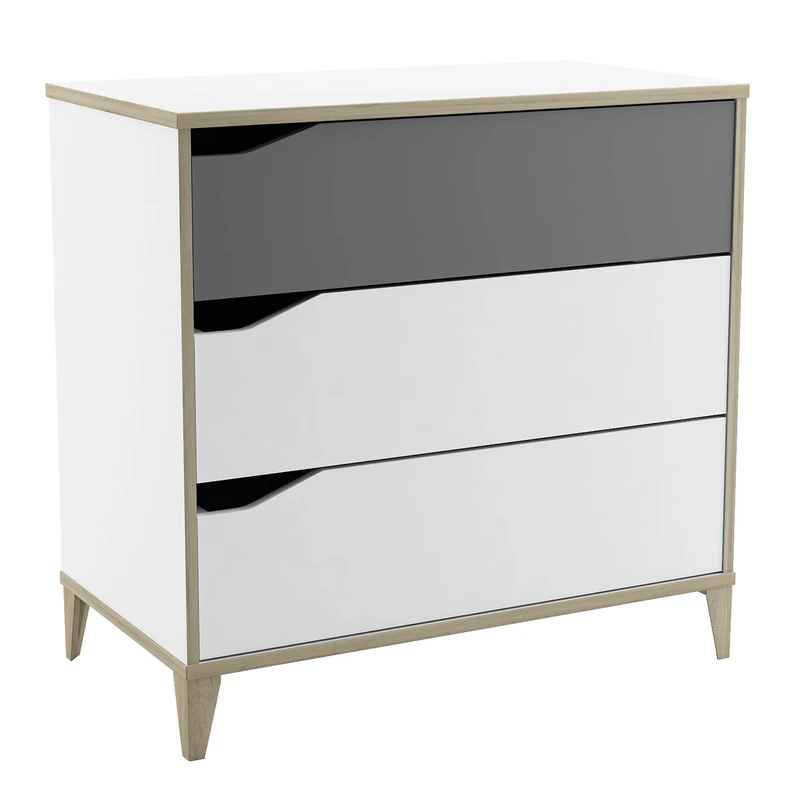 Demeyere Chest Drawers, Plywood, White and Grey, Unico - Image 1