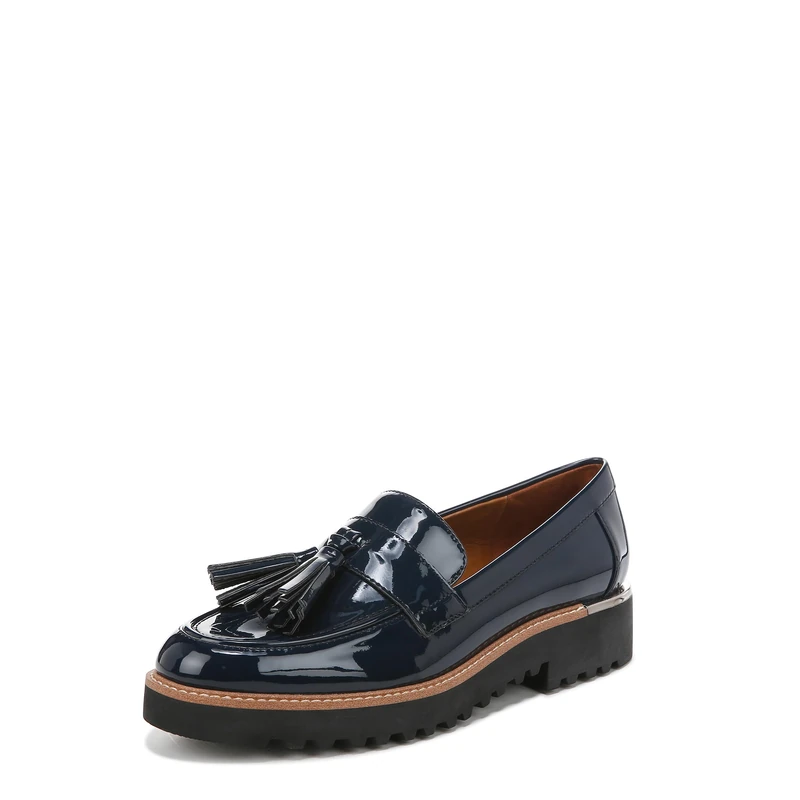 Franco Sarto Women's Carolynn Lug Sole Loafer, Inky Navy Blue Patent, 5 UK