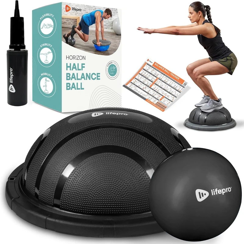 Lifepro Half Ball Balance Trainer - Core Exercise Balance Equipment, Home Gym Equipment - Stability Ball for Exercise, Full Body Workout - Half Exercise Ball with Base - Ball Physical Therapy