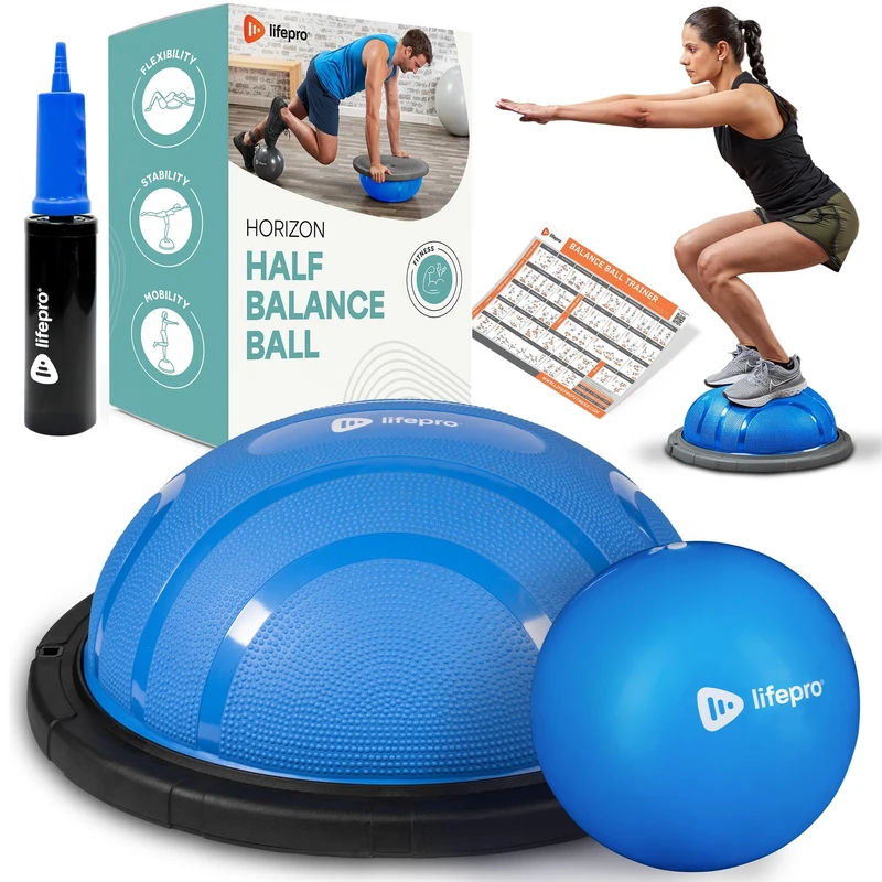 Lifepro Half Ball Balance Trainer - Core Exercise Balance Equipment, Home Gym Equipment - Stability Ball for Exercise, Full Body Workout - Half Exercise Ball with Base - Ball Physical Therapy