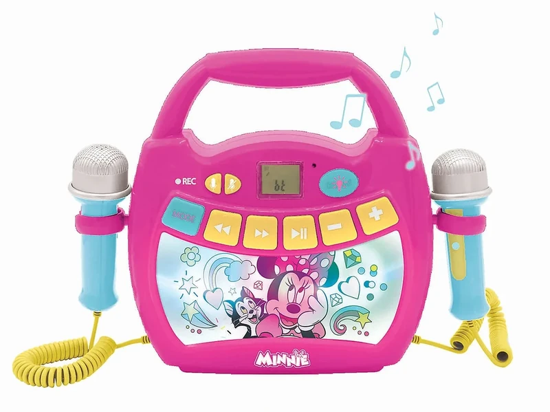 LEXIBOOK, Disney Minnie, Portable karaoke digital player for kids, Microphones, Light effects, Bluetooth®, Record and voice changer functions, Pink, MP320MNZ