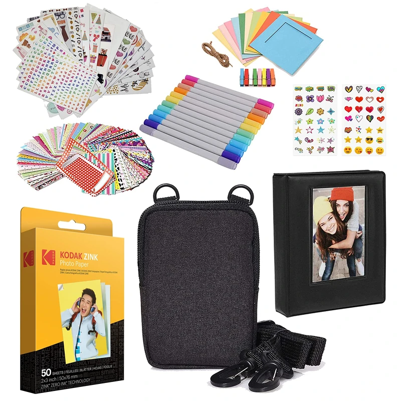 Kodak 2"x3" Premium Zink Photo Paper (50 Pack) Accesory Kit with Photo Album, Case, Stickers, Markers