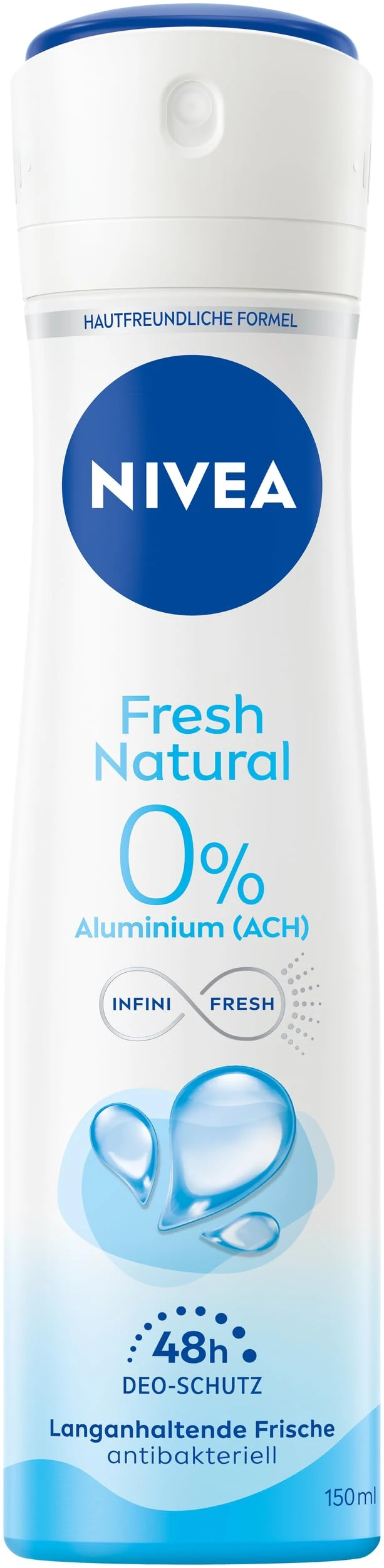 NIVEA Fresh Natural Deodorant Spray, Deodorant without Aluminium (ACH) with Gentle Care, Antibacterial Deodorant with 48-Hour Protection and Unique Infinifresh Formula (150 ml)