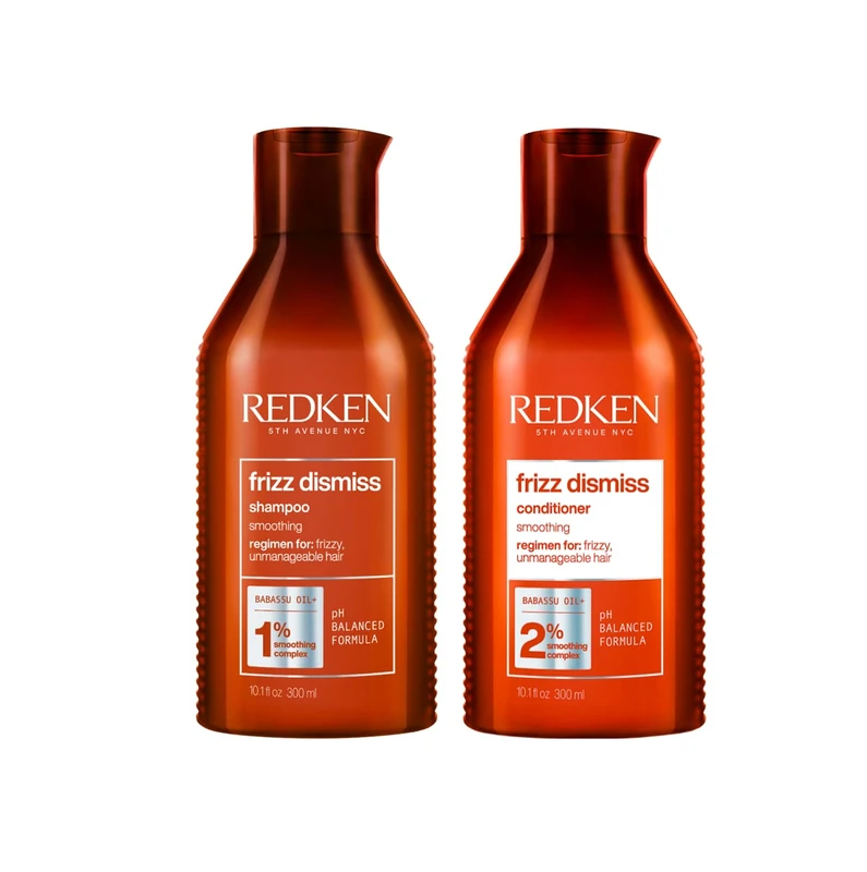 REDKEN Frizz Dismiss, Shampoo and Conditioner Set, Babassu Oil, Adds Shine and Smooths Frizzy Hair, 300 ml - Image 1