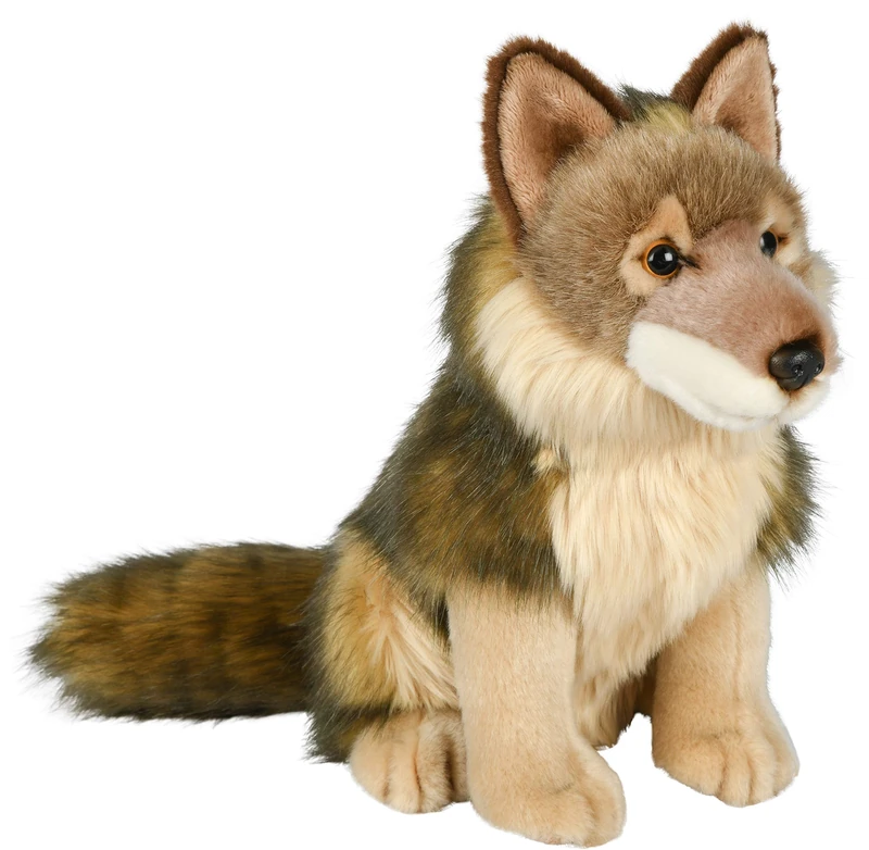 Uni-Toys - Wolf, sitting - 25 cm (height) - plush wolf, lupus - plush toy, cuddly toy