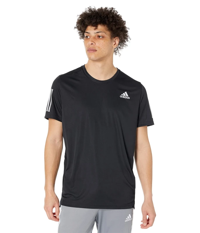 adidas Men's Standard Own The Run Tee, Black/Reflective Silver, Medium