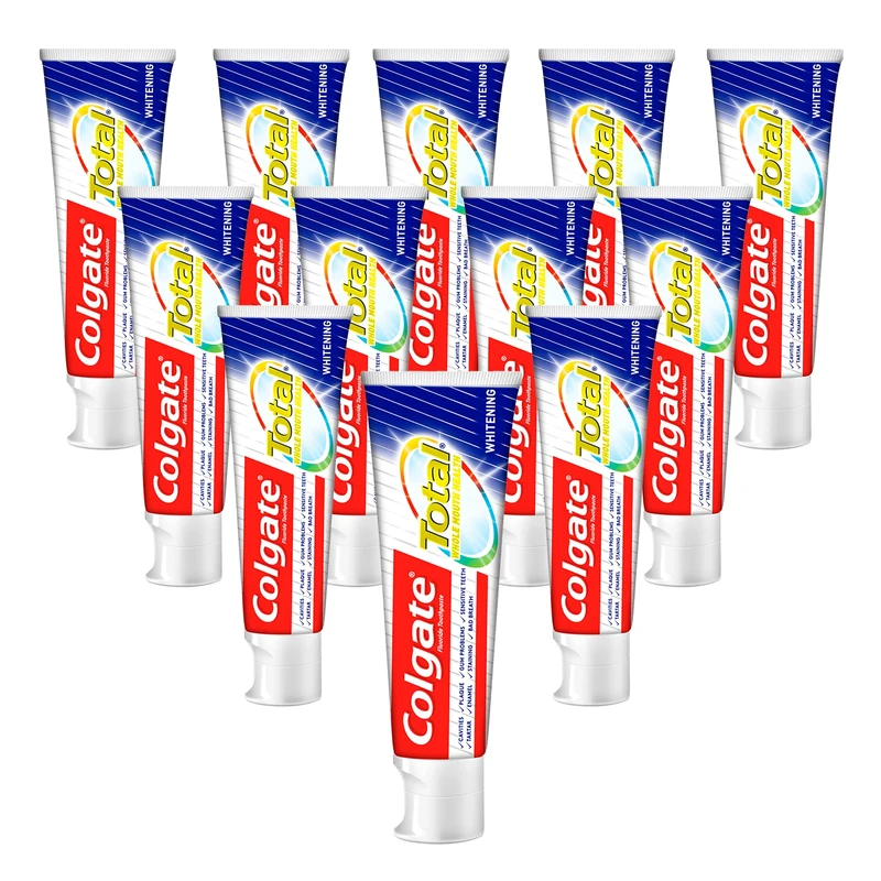 Colgate Total Plus Healthy White Toothpaste 12 x 75 ml - Superior Protection for Teeth, Tongues, Cheeks & Gums
