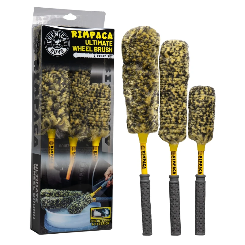 Chemical Guys Rimpaca Ultimate Wheel Brush Set - 3-Piece Wheel Cleaner Brush Kit with Soft Bristle Brushes for Cars, Trucks, SUVs, Motorcycles, and RVs - Safe for Rims, Grilles, and Tight Areas